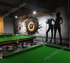 专业生产 台球室壁画 健身房餐厅  会所装饰墙 手绘油画