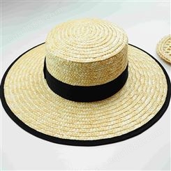 草帽女新款平顶帽包边 国兴工艺品 沙滩海边旅游夏天防晒遮阳