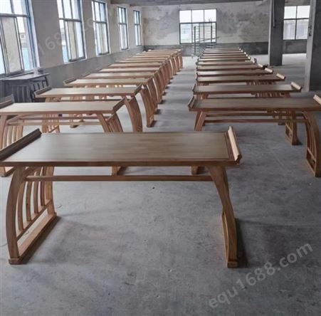 学生书法培训实木桌 传统老榆木国学书画桌椅 仿古马鞍桌