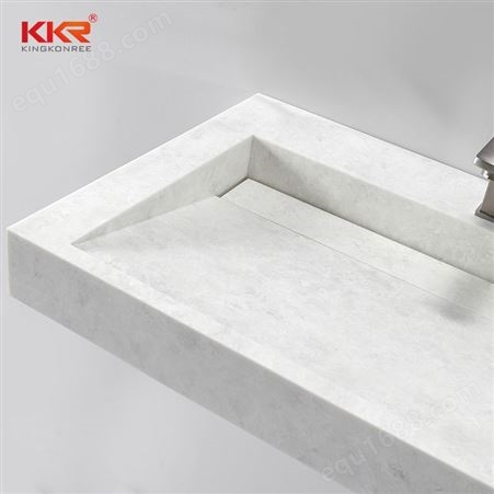 KKR卫浴工厂人造石壁挂式一体斜坡双盆酒店工程浴室柜盆