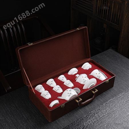 拓牌 茶具套装 德化羊脂玉瓷礼盒装 10头 拓牌总代理商