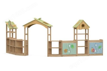 广西柳州定制儿童室内木质区角组合柜 大风车幼教家具