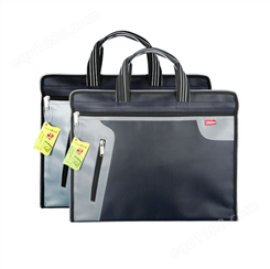 德仕高D-3127立体手提袋公文包经典侧拉资料袋（黑/蓝）