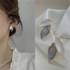 韩国925银针ins风简约树叶耳环女个性设计感高级耳钉森系耳饰品潮