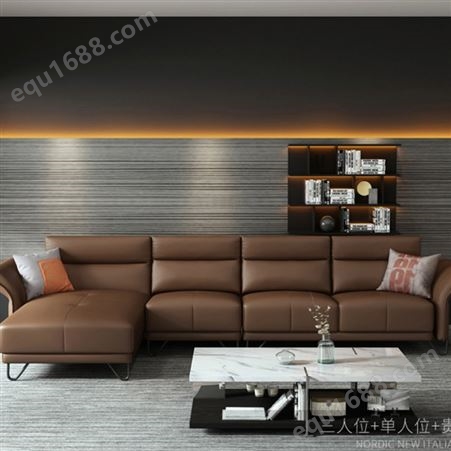天一美家意式真皮转角沙发组合整装大气奢华客厅北欧家具整装