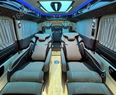 奔驰威霆升级发光奢石地板咖米色 航空座椅 商务车内饰改装