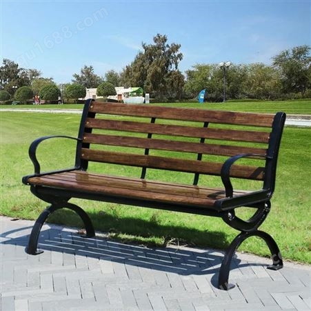 文叔公园椅户外长椅休闲靠背实木座椅防腐木不锈钢铁木凳子
