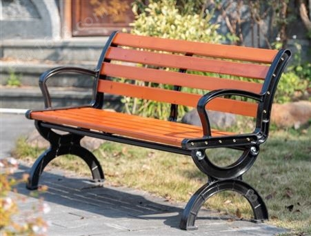 庭院园林公园椅户外不锈钢长椅防腐塑木实木长条凳铁艺座椅